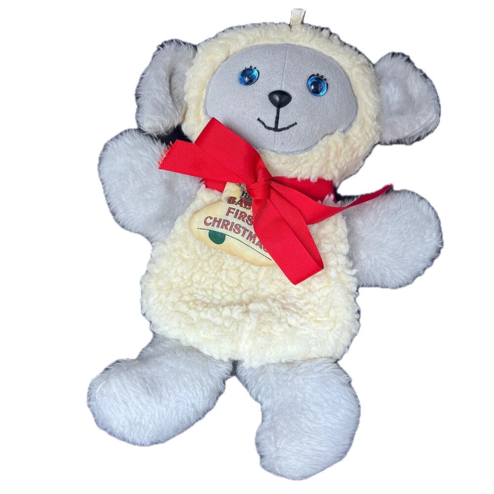 Hallmark Stuffables Babys First Christmas Stocking‎ Lamb Plush Sheep VTG 1984